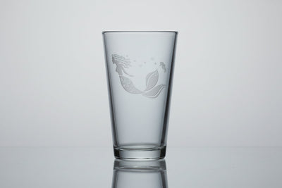 Etched Mermaid Pint Glass