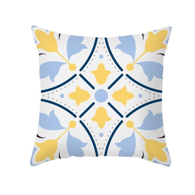 Ethnic Floral Patterns Sofa Cushion Cases Nordic Geometric Simple Blue Modern Decorative Throw Pillow Case Cushion Case For Room Bedroom Pillows Case Bohemian Decor Home Pillows 45x45CM