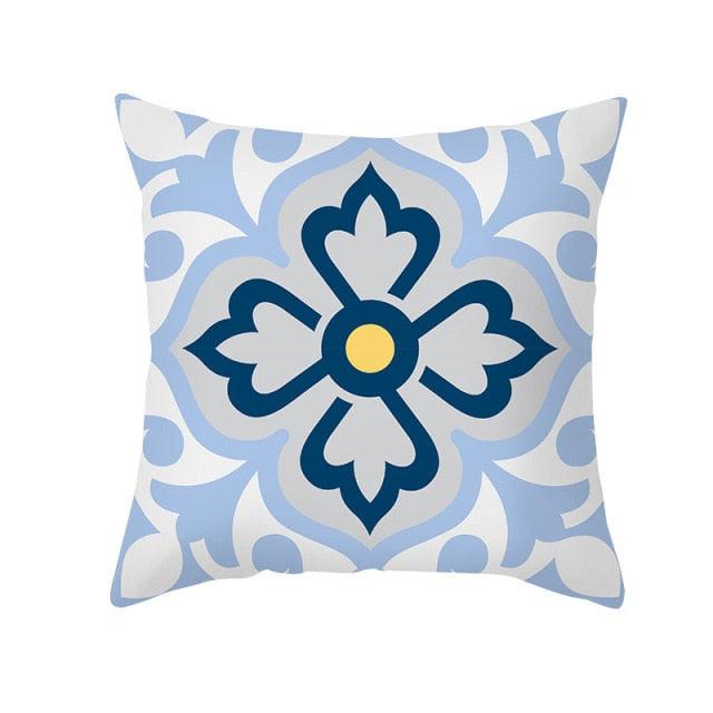 Ethnic Floral Patterns Sofa Cushion Cases Nordic Geometric Simple Blue Modern Decorative Throw Pillow Case Cushion Case For Room Bedroom Pillows Case Bohemian Decor Home Pillows 45x45CM