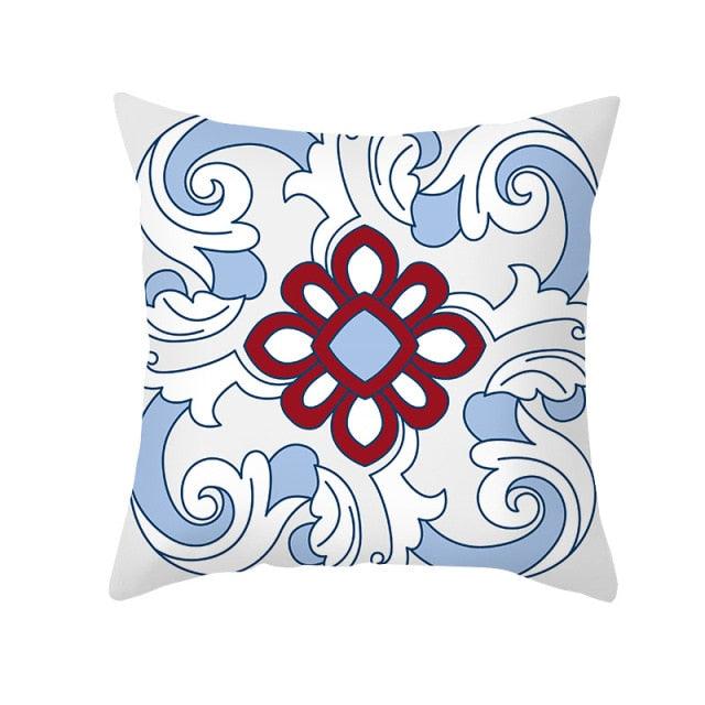 Ethnic Floral Patterns Sofa Cushion Cases Nordic Geometric Simple Blue Modern Decorative Throw Pillow Case Cushion Case For Room Bedroom Pillows Case Bohemian Decor Home Pillows 45x45CM