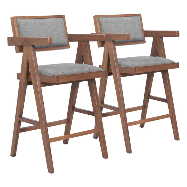 Delhi Counter Stool (Set of 2) Gray & Walnut