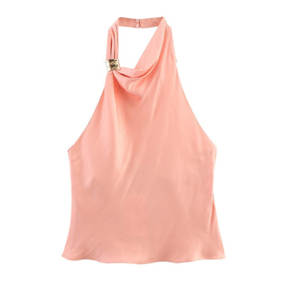 European and American fashion neck hanging sleeveless vest high waist two-piece set