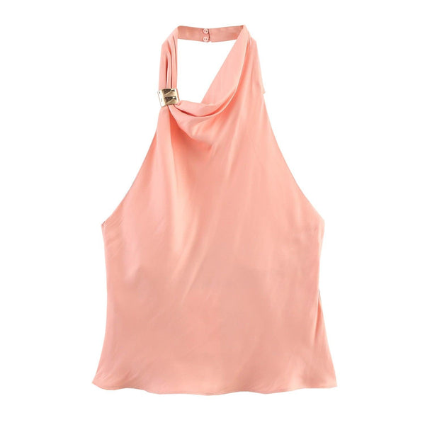 European and American fashion neck hanging sleeveless vest high waist two-piece set