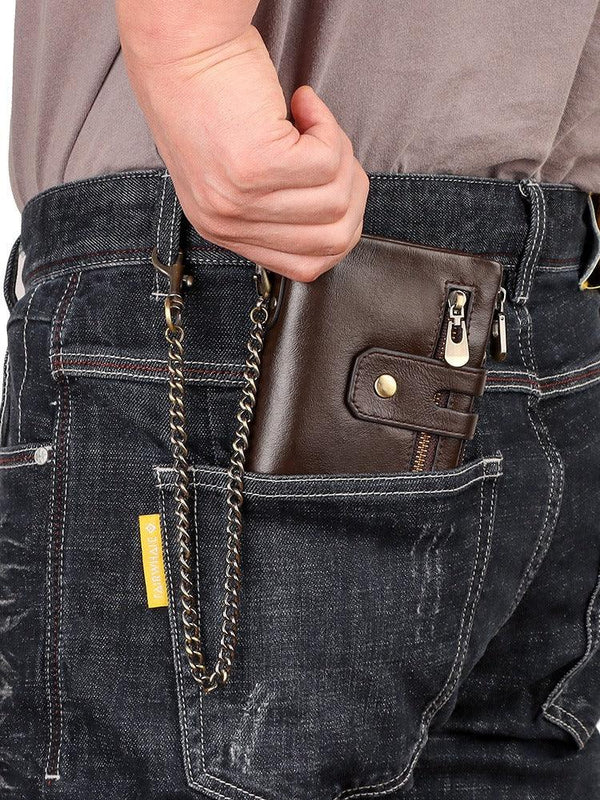 European and American first-layer kraft card bag men's short genuine leather wallet Father's Day gift