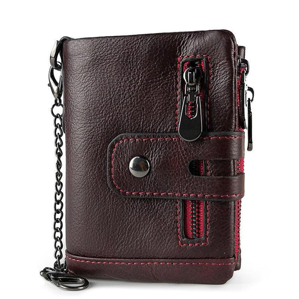 European and American first-layer kraft card bag men's short genuine leather wallet Father's Day gift