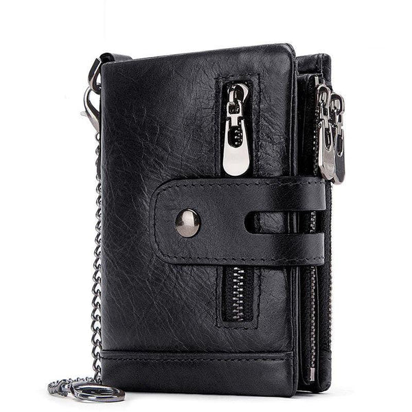 European and American first-layer kraft card bag men's short genuine leather wallet Father's Day gift