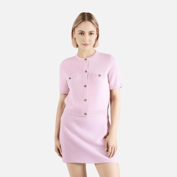 European and American style women's clothing new fashion short sleeved knitted top half skirt set