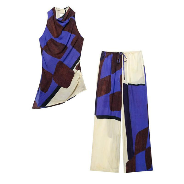 European and American style women's fashion casual printed neck hanging set