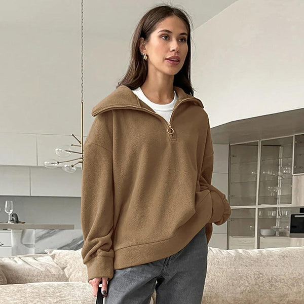 European and American zipper collar top fashionable and versatile sports hoodie
