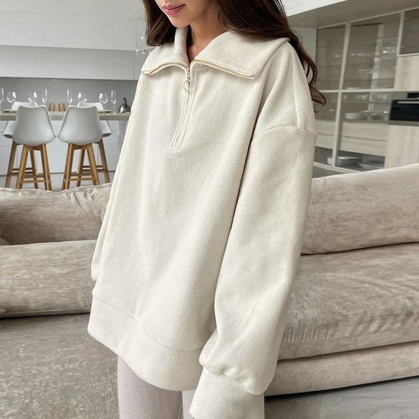 European and American zipper collar top fashionable and versatile sports hoodie