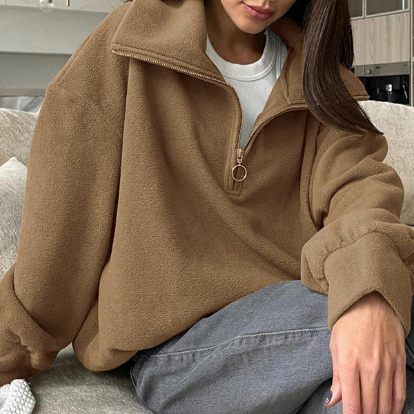 European and American zipper collar top fashionable and versatile sports hoodie