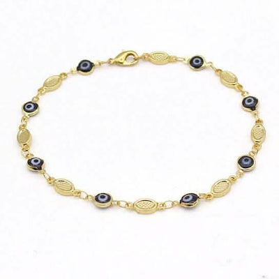 Evil Eye Anklet 10'' Blue High Polish