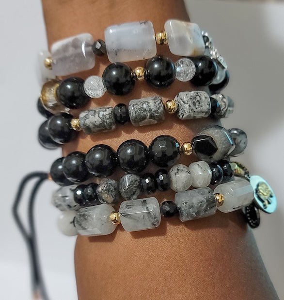 Evil Eye Dendritic Montana Agate Bracelet