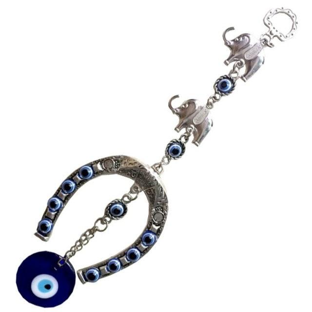 Evil Eye Wind Chimes Home Wall Hanging Decor Blue Evil Eye Wall Hanging Ornament With Round Eye Design Metal Home Decor Protection And Good Luck Charm Gift Blessing Protection Gift Dream Catcher Blue Rhinestone Wind Chimes