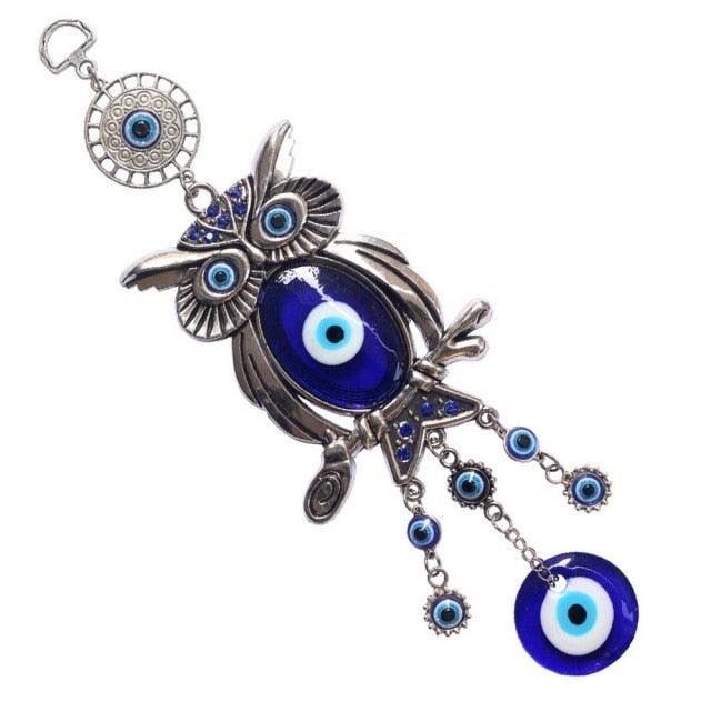 Evil Eye Wind Chimes Home Wall Hanging Decor Blue Evil Eye Wall Hanging Ornament With Round Eye Design Metal Home Decor Protection And Good Luck Charm Gift Blessing Protection Gift Dream Catcher Blue Rhinestone Wind Chimes