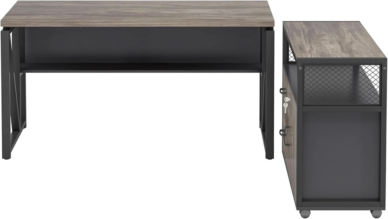 Executive Office Computer Desk and Mobile File Cabinet