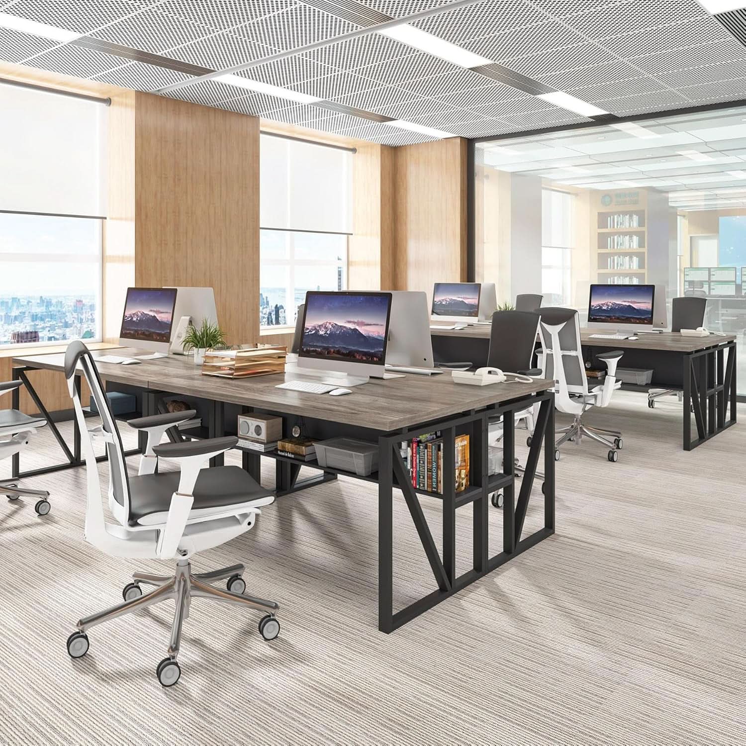 Executive Office Computer Desk and Mobile File Cabinet