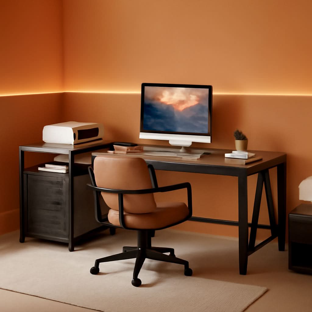 Executive Office Computer Desk and Mobile File Cabinet