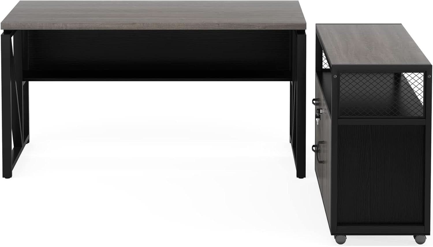 Executive Office Computer Desk and Mobile File Cabinet