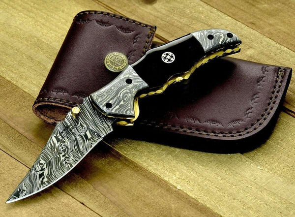 Exodus Gentleman's Folding Knife with Black Handle and Knife Sharpener - Gifts for You 'n Me