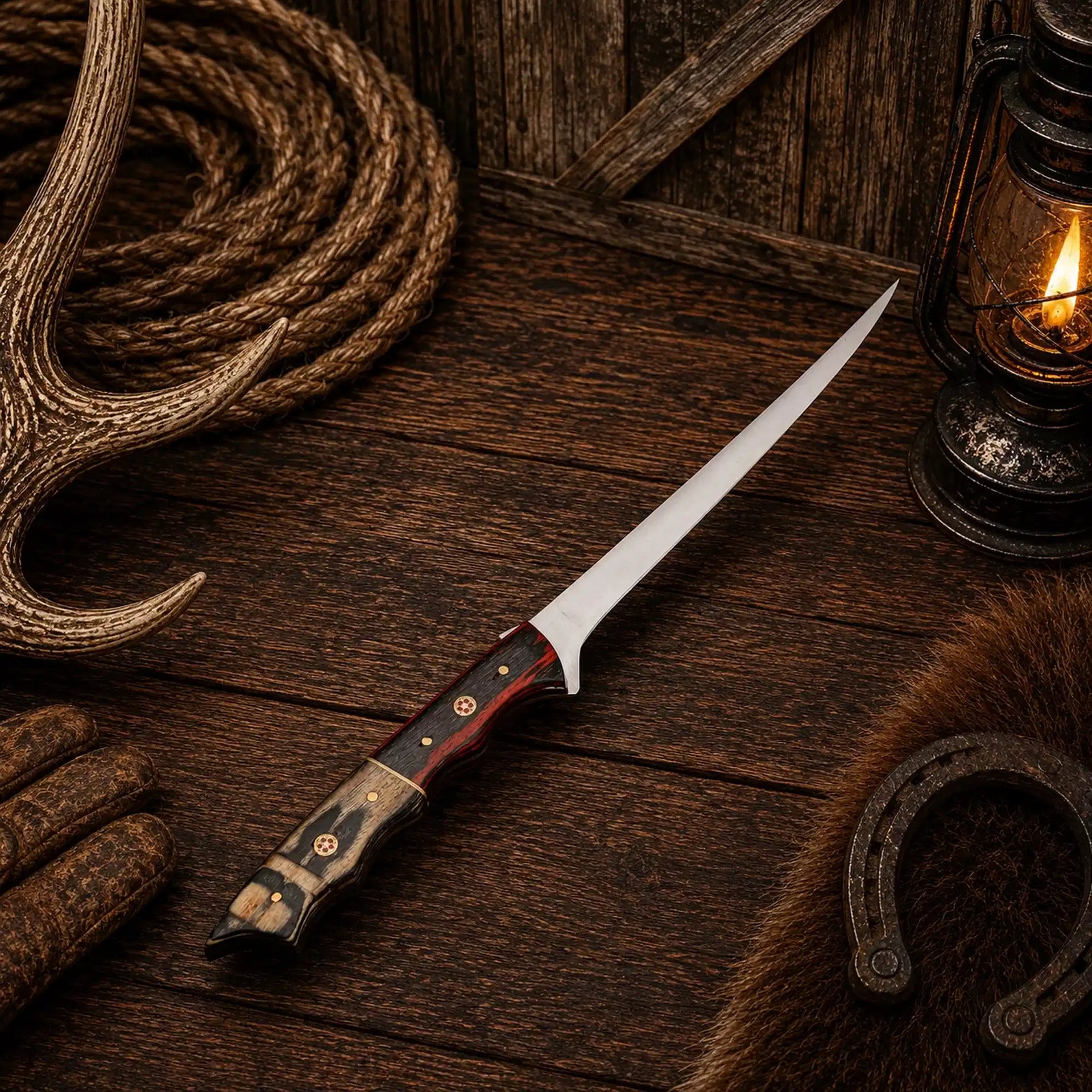 Exotic Wood Ridge Handmade D2 Steel Fillet Fishing Knife – Gift for Him
