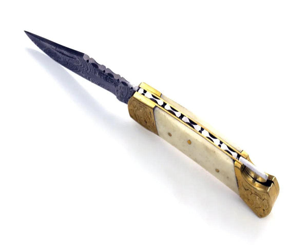 Expedition Damascus Pocket Knife with Pakka Wood Handle - Gifts for You 'n Me