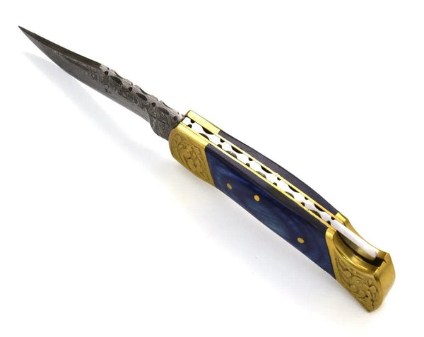 Expedition Damascus Pocket Knife with Pakka Wood Handle - Gifts for You 'n Me