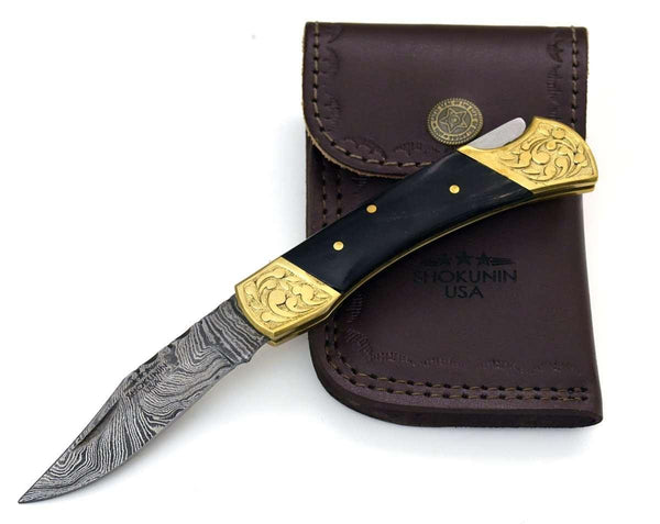 Expedition Damascus Pocket Knife with Pakka Wood Handle - Gifts for You 'n Me