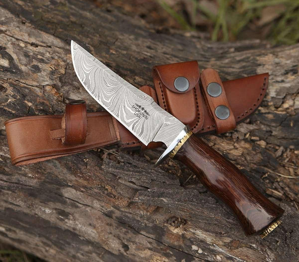 Exterminator Deer Hunting Knife with Exotic Wenge Wood Handle - Gifts for You 'n Me