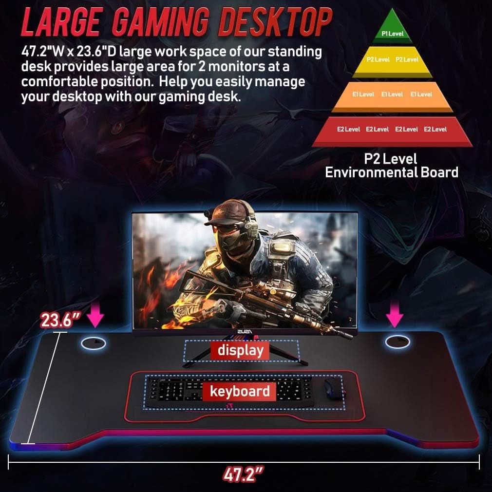Extra Large Ergonomic Gaming Desk with Cup Holder