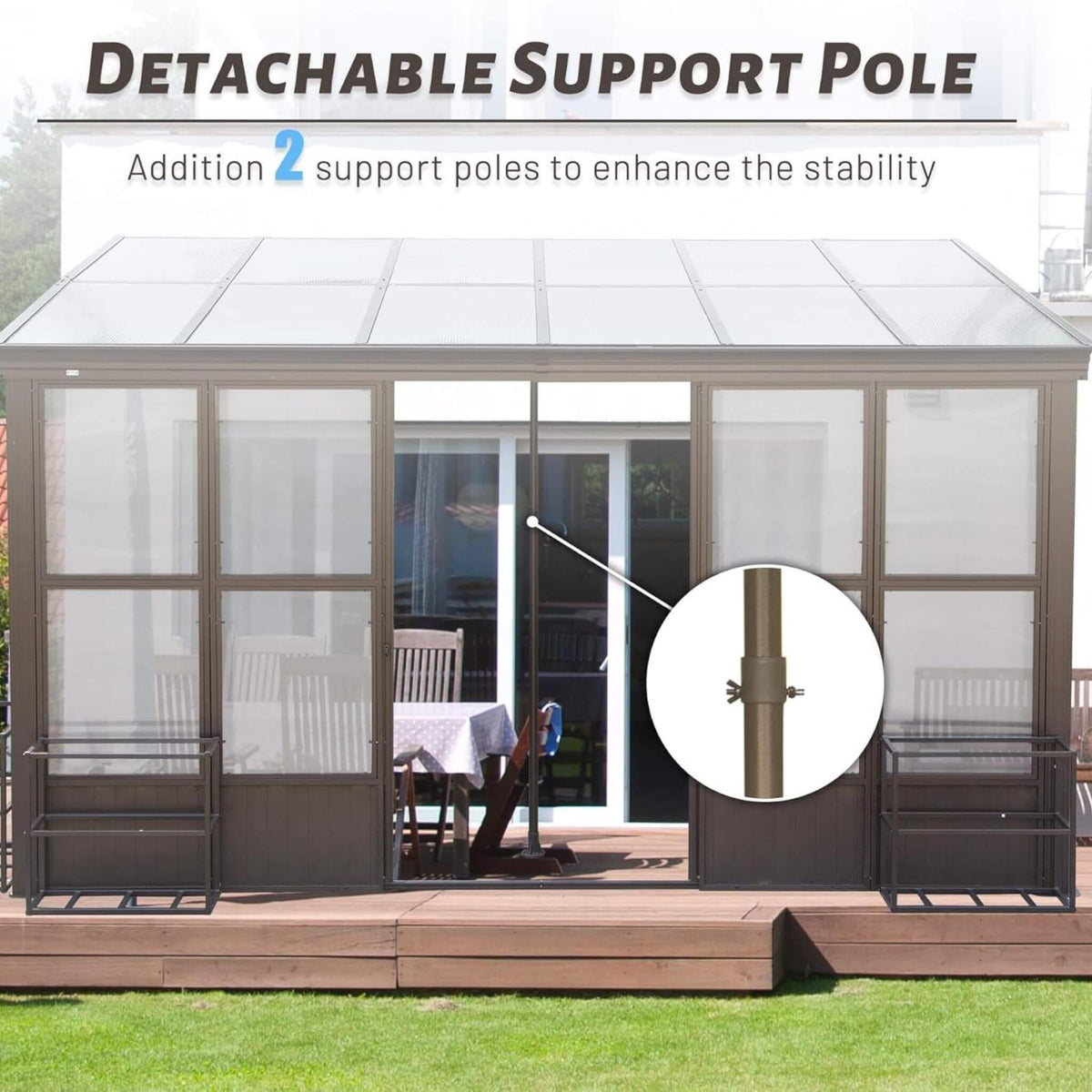 [12X16FT] Horizon Extra-Large Heavy-Duty All-Season Sunroom With Sliding Doors And Polycarbonate Windows (SAK98357)