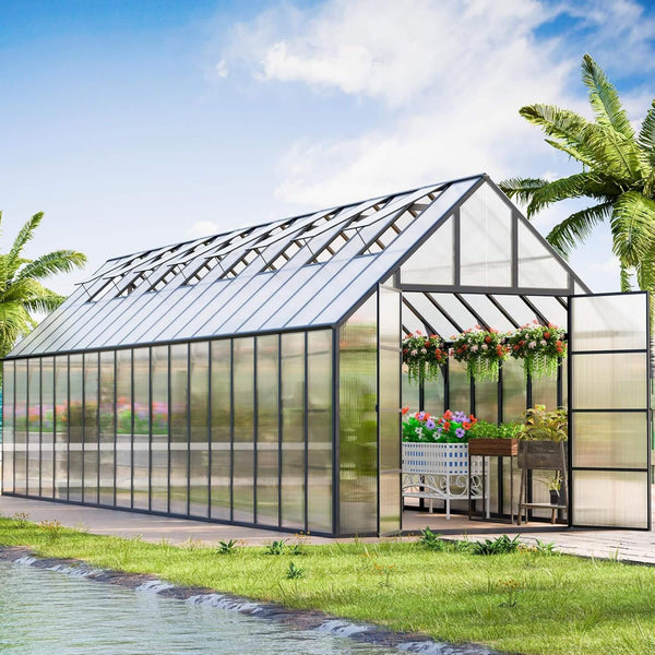[10X36FT] Extra-Large Heavy-Duty Outdoor Walk-In Greenhouse With Adjustable Roof Vents, 4MM (SAK26174)