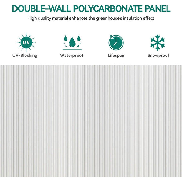 [10X12FT] Extra-Large Heavy-Duty Polycarbonate Aluminum Greenhouse With Sliding Doors And Vents (SAK74183)