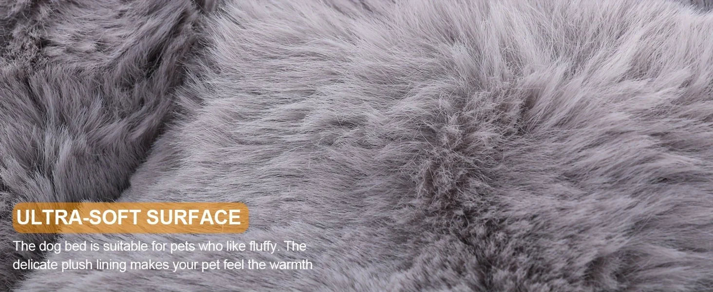 Extra Large Orthopedic Dog Bed - Luxurious Plush Faux Fur Kennel, Bite-Resistant, Dirt-Repellent and Machine Washable Pet Mat with Anti-Slip Bottom, Stylish for Living Rooms, All-Season Comfort & Joint Support for Large Dogs