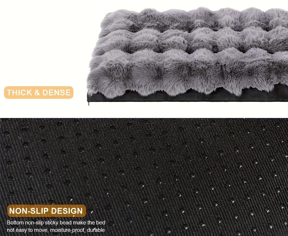 Extra Large Orthopedic Dog Bed - Luxurious Plush Faux Fur Kennel, Bite-Resistant, Dirt-Repellent and Machine Washable Pet Mat with Anti-Slip Bottom, Stylish for Living Rooms, All-Season Comfort & Joint Support for Large Dogs