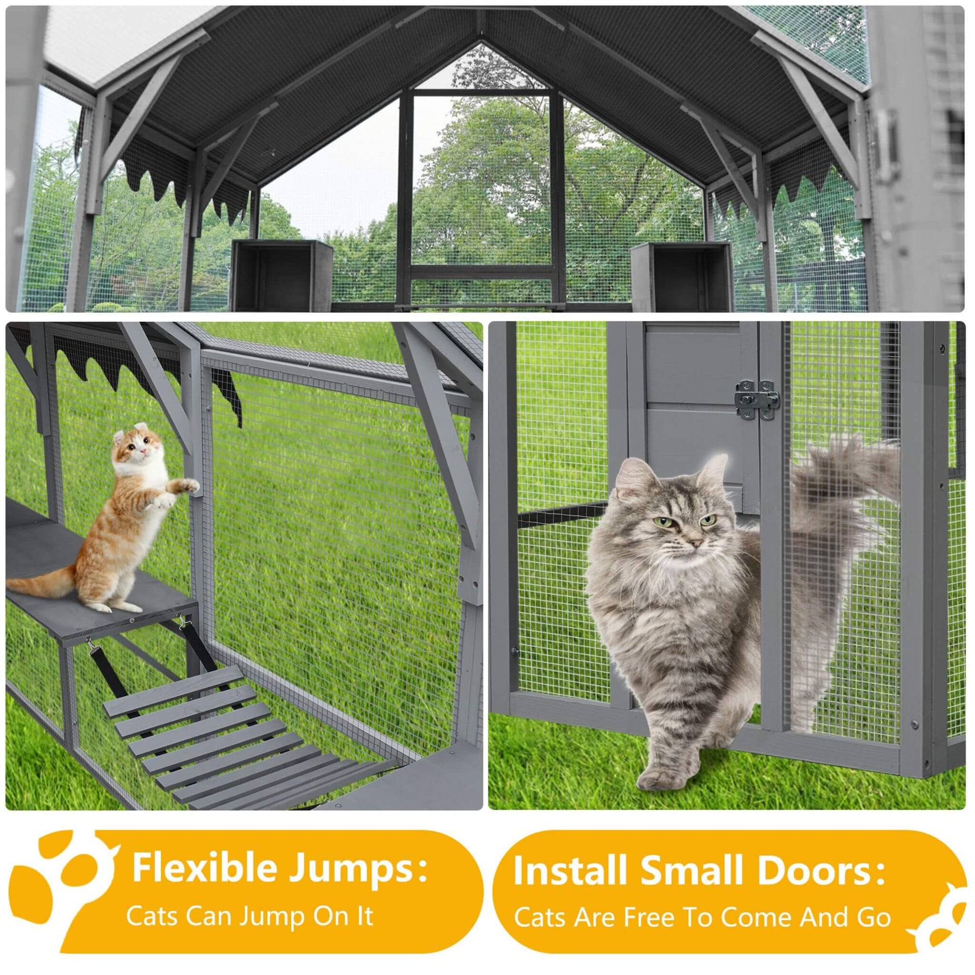 Extra Large Outdoor Cat Kitten Playpen House With Platforms, And Waterproof Cover (SAK55092)