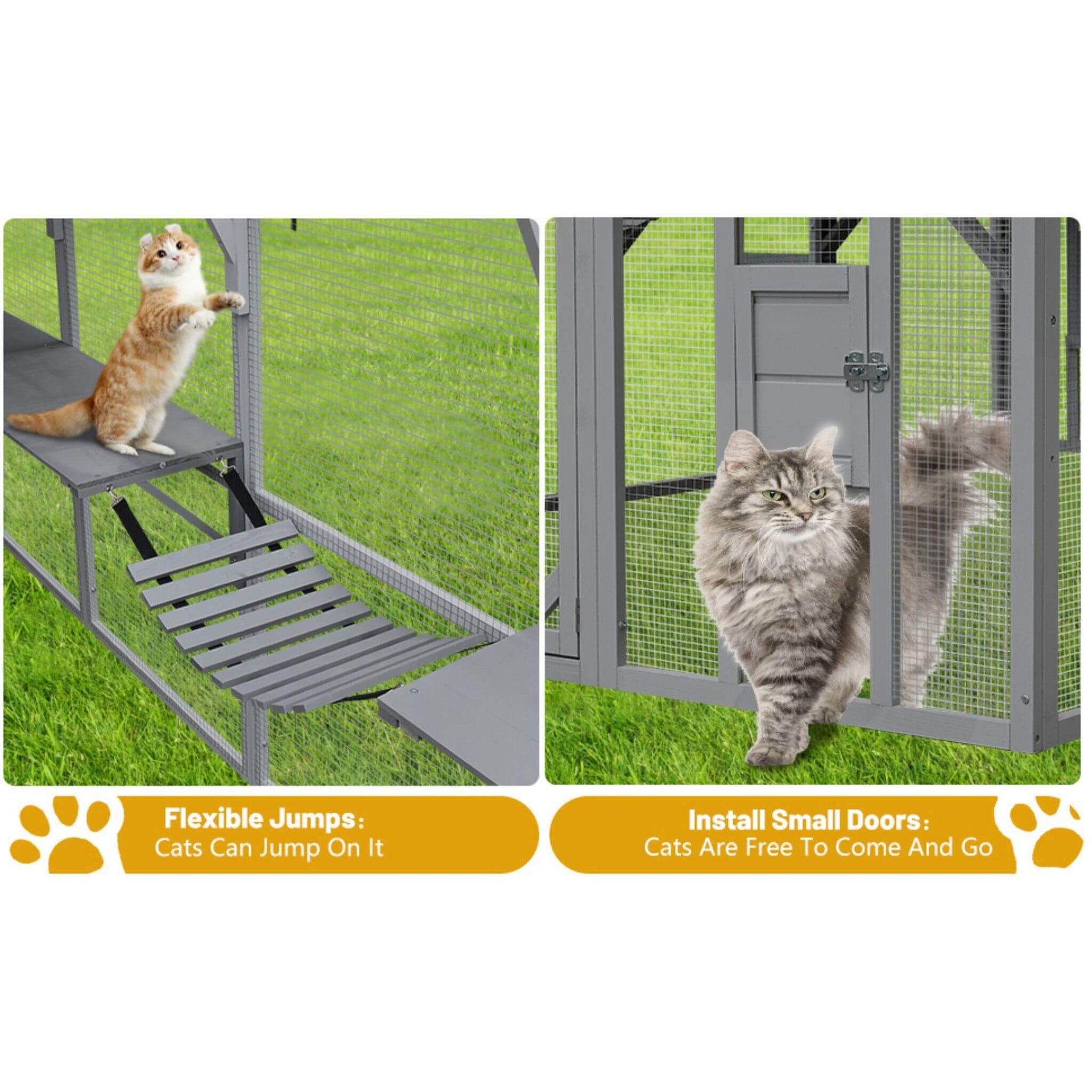 Extra Large Outdoor Cat Kitten Playpen House With Platforms, And Waterproof Cover (SAK55092)