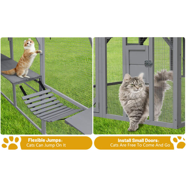 Extra Large Outdoor Cat Kitten Playpen House With Platforms, And Waterproof Cover (SAK55092)