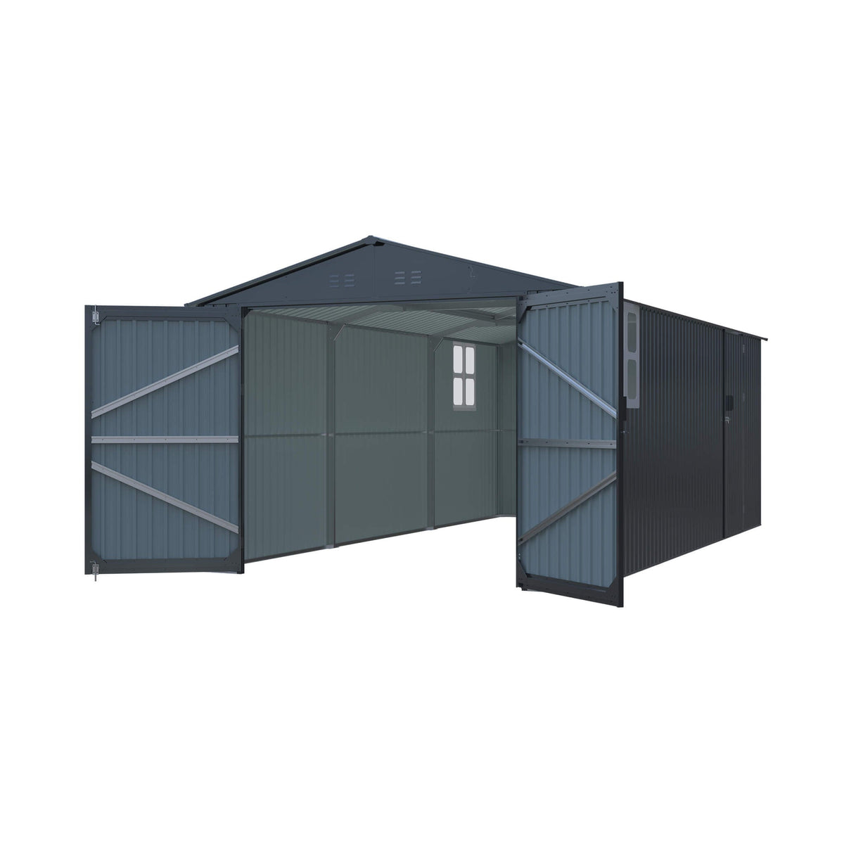 Extra-Large Outdoor Galvanized Steel Outdoor Storage Shed With Skylight Roof (SAK42671)