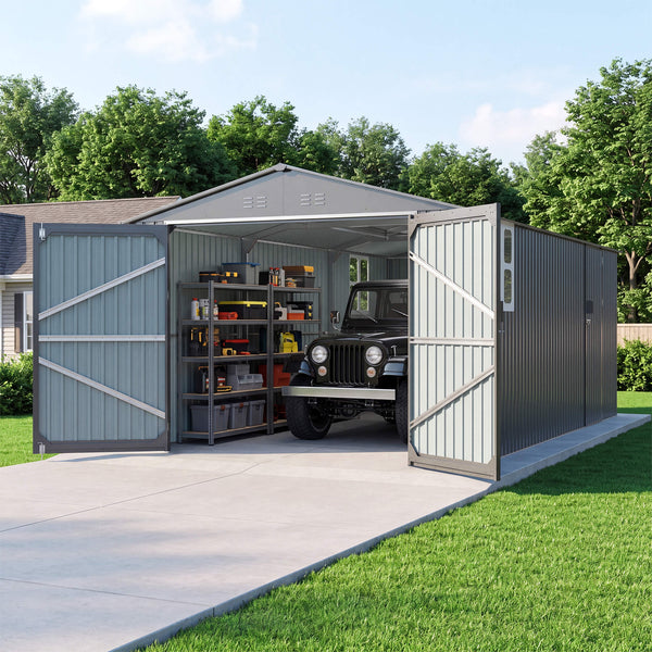 Extra-Large Outdoor Galvanized Steel Outdoor Storage Shed With Skylight Roof (SAK42671)