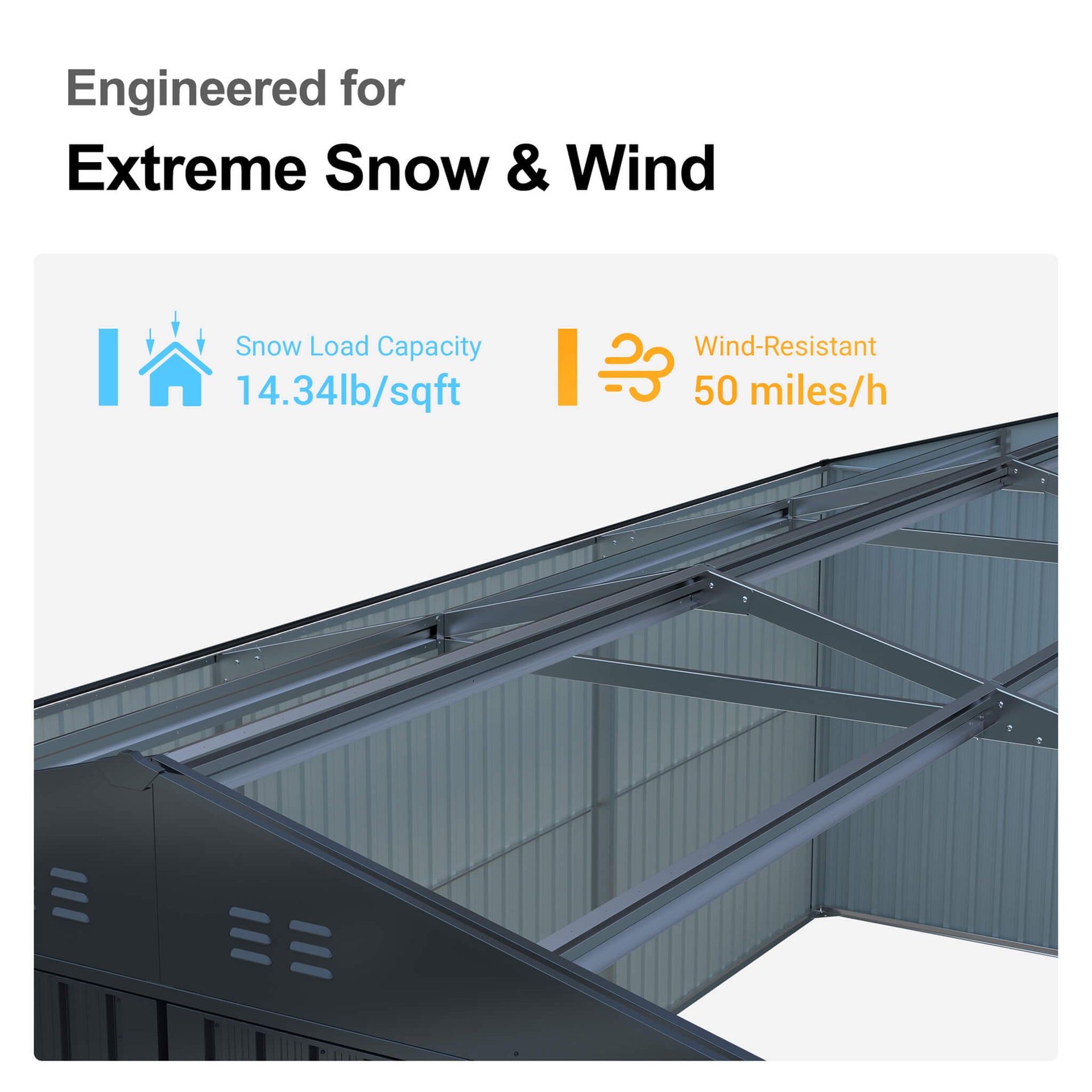Extra-Large Outdoor Galvanized Steel Outdoor Storage Shed With Skylight Roof (SAK42671)