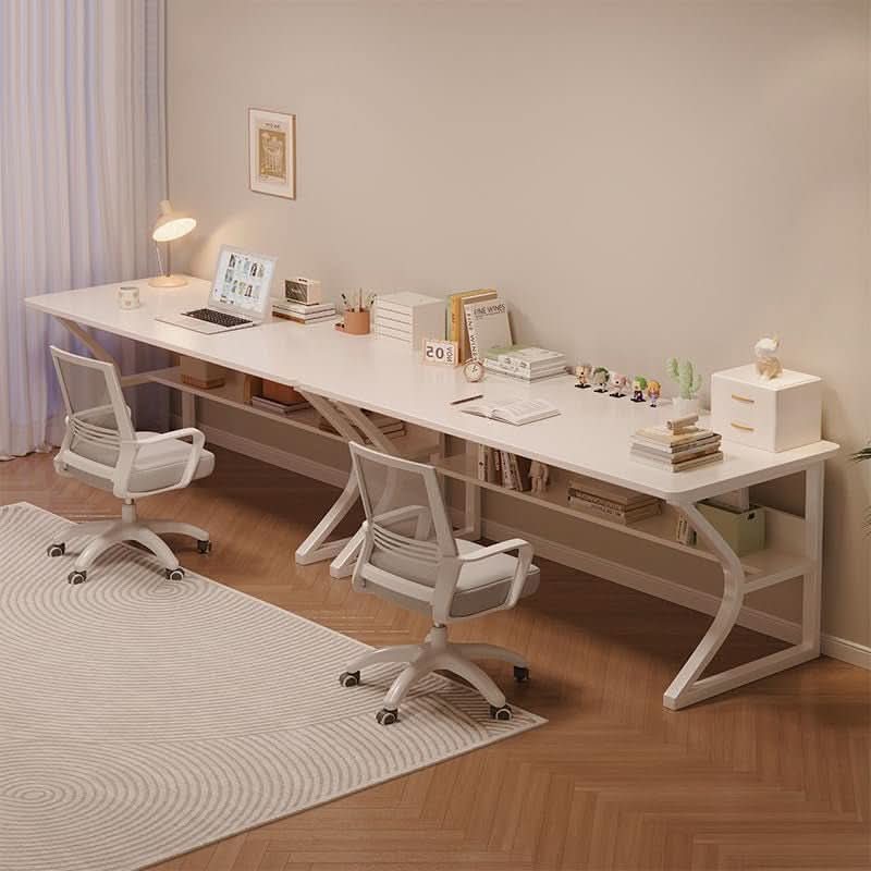 63 Inch Desk With Built In Bookshelf And Warm White