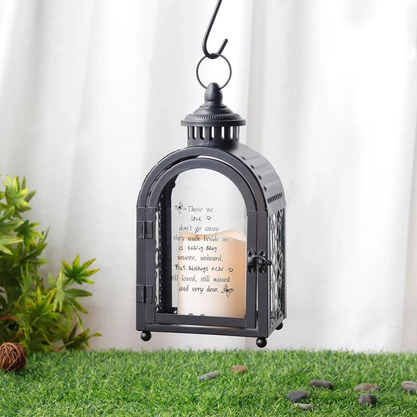 11'' High Memorial Lantern With Automatic Timer(black)