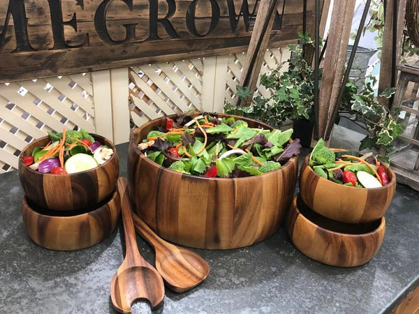 Dragor 7 Piece - Extra Large Salad Bowl with Servers and 4 Individuals - Gifts for You 'n Me