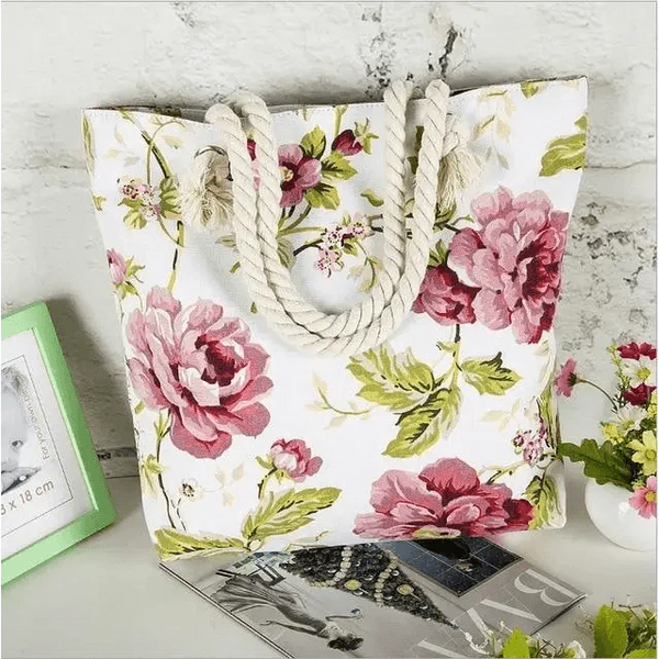 Eye-Catching Fashionable Folding Women Big Size Handbag Ladies Casual Flower Printing Canvas Graffiti Shoulder Bag