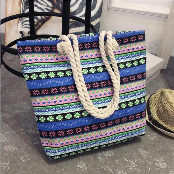 Eye-Catching Fashionable Folding Women Big Size Handbag Ladies Casual Flower Printing Canvas Graffiti Shoulder Bag
