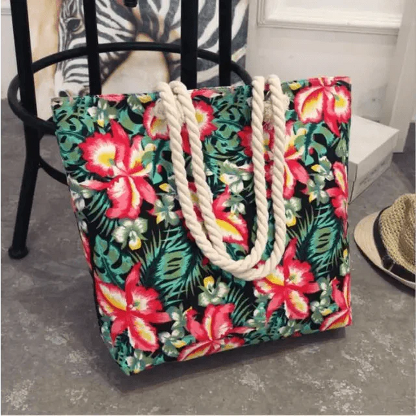 Eye-Catching Fashionable Folding Women Big Size Handbag Ladies Casual Flower Printing Canvas Graffiti Shoulder Bag