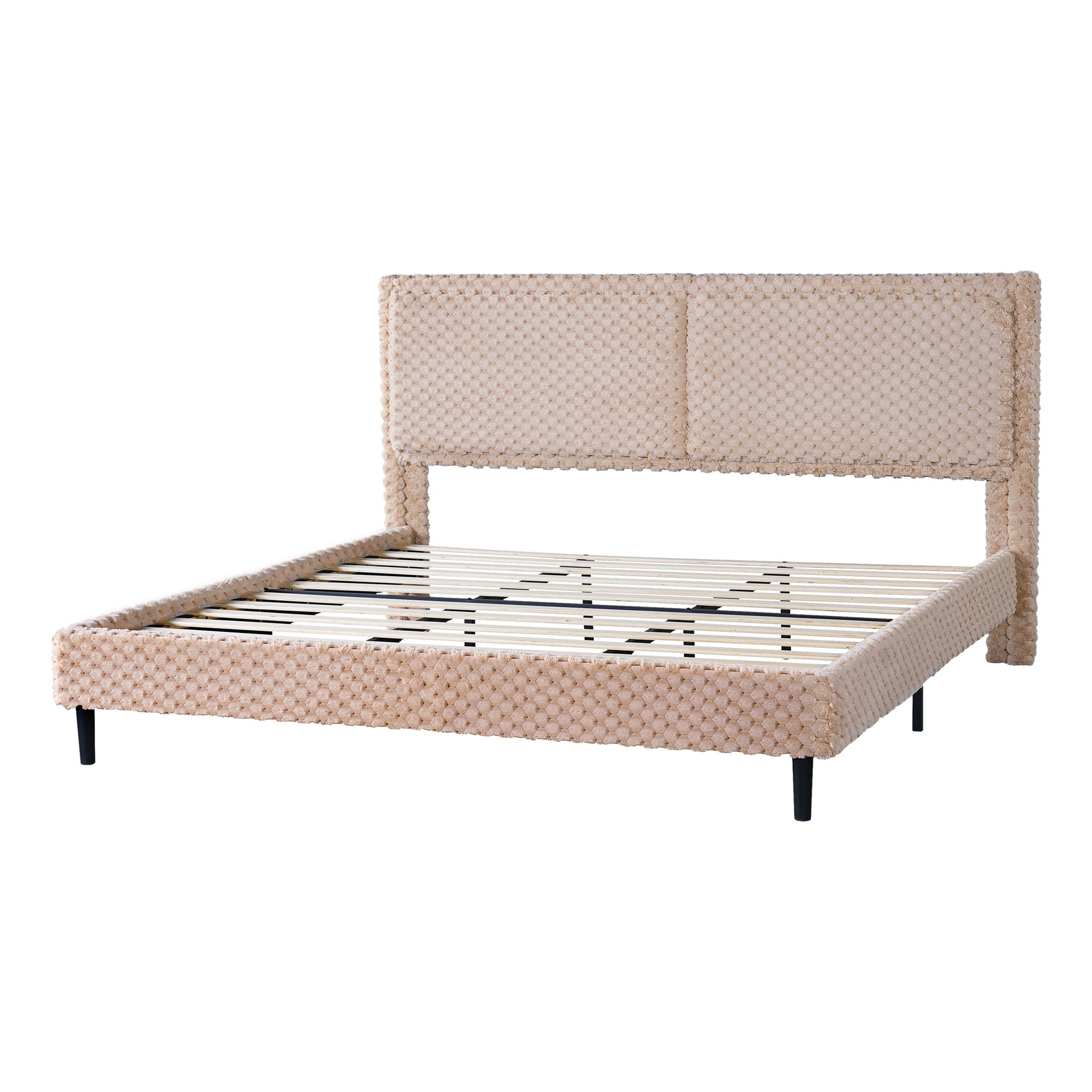 Simple Modern Camel Plush Soft Bed — King Size