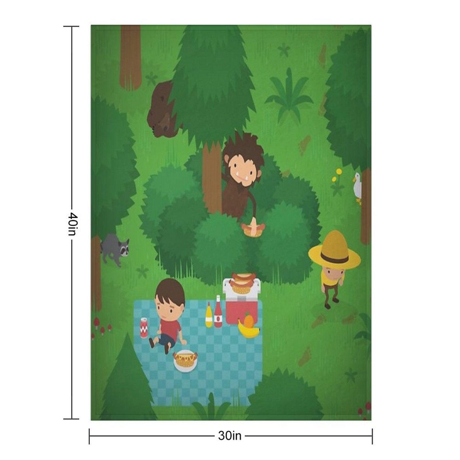 Sneaky Sasquatch Picnic Throw Blanket