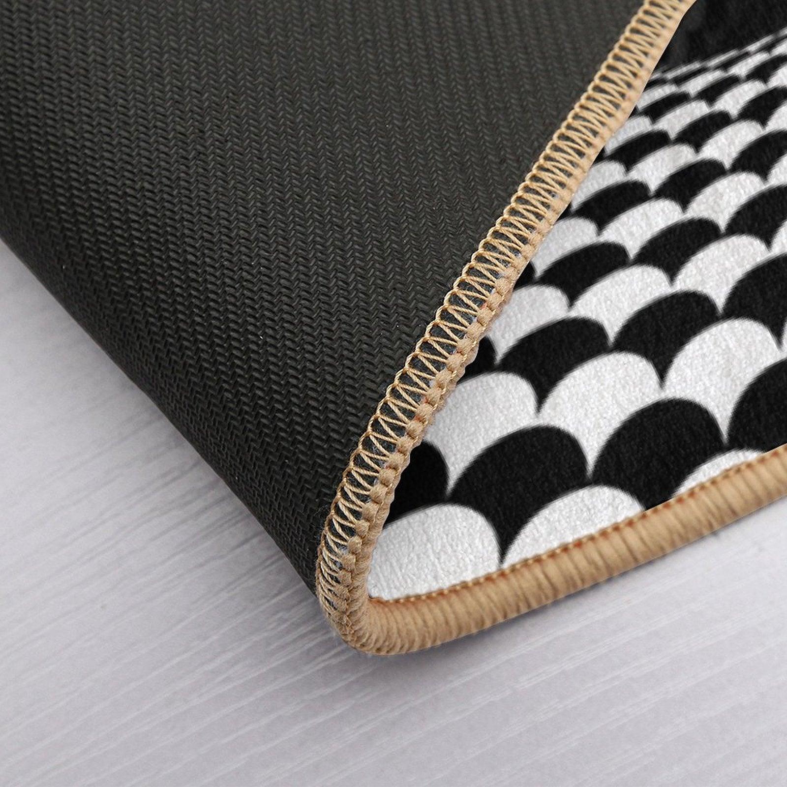 Optical Illusion Black And White Scales Houndstooth Black Hole Vortex Bath Mat